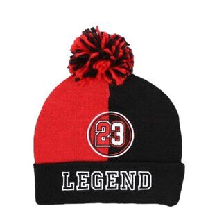 23 Pom Beanie Hat by Lion Dynasty The GOAT “23” Black Red One Size Fits All NWT